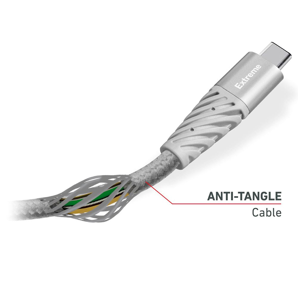 SBS Extreme Collection USB-A till USB-C flätad Aramidfiberkabel - 1,5 meter - 480 Mbit/s - Svart