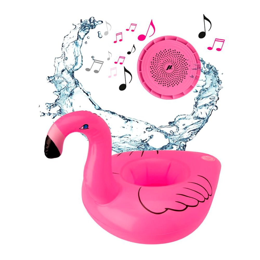 MUSIC HERO Bluetooth-Högtalare med Uppblåsbar Simring - Flamingo