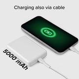 SBS Mag PowerBank 5000 mAh med USB-C & Trådlös Laddning - Vit