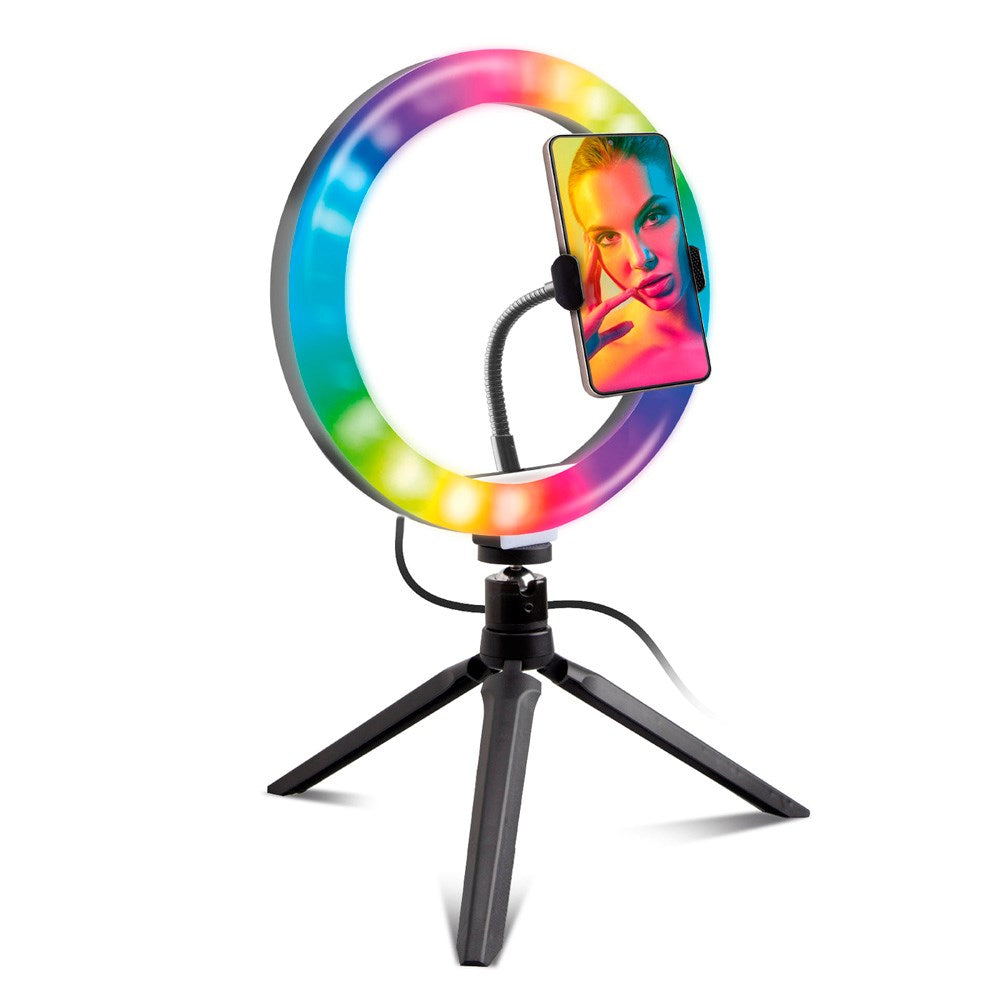 SBS Flerfärgad LED Tripod Ring Light - Svart