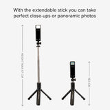 SBS Universal Selfie Stick med Inbyggd LED & Stativ - Max Mobil: 60 - 90mm - Svart