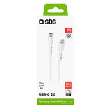 SBS USB-C till USB-C Kabel - 1.5 Meter - 100W (PD) - Vit