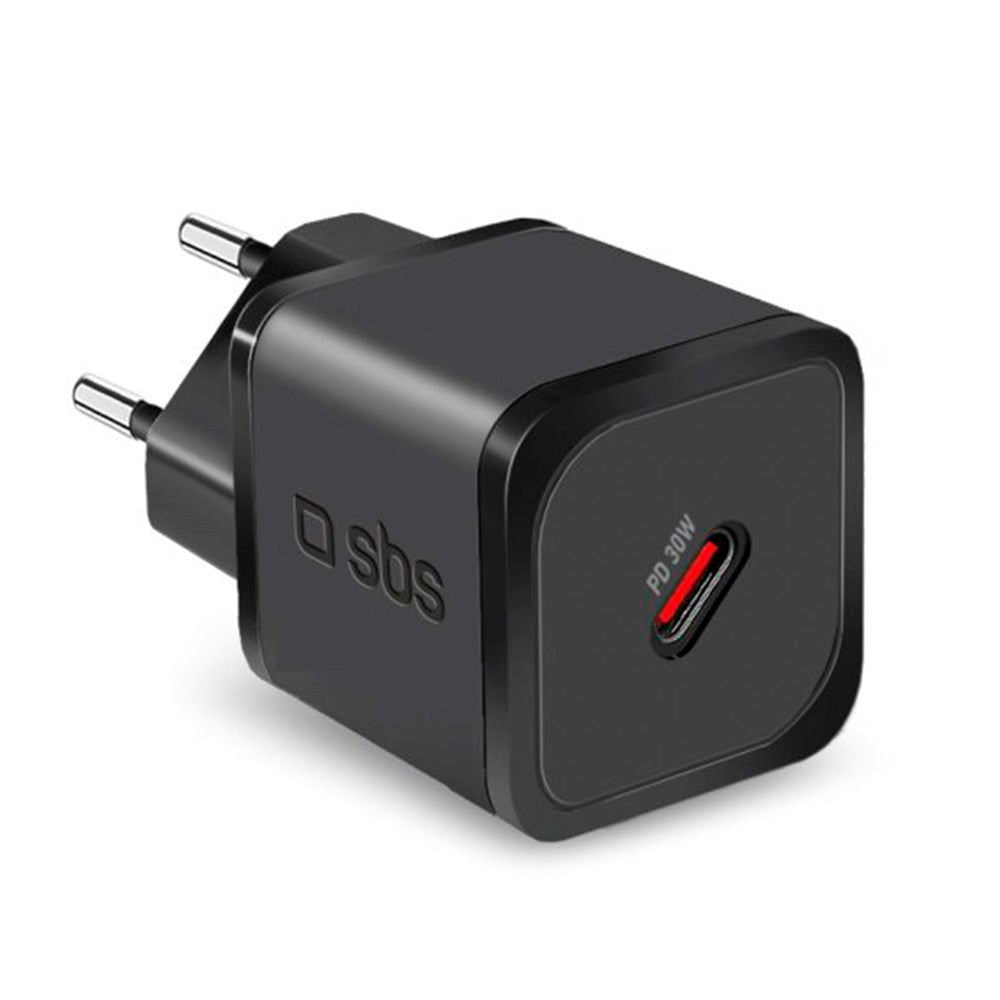 SBS NanoTube 30W GaN Väggladdare med USB-C PD - Svart