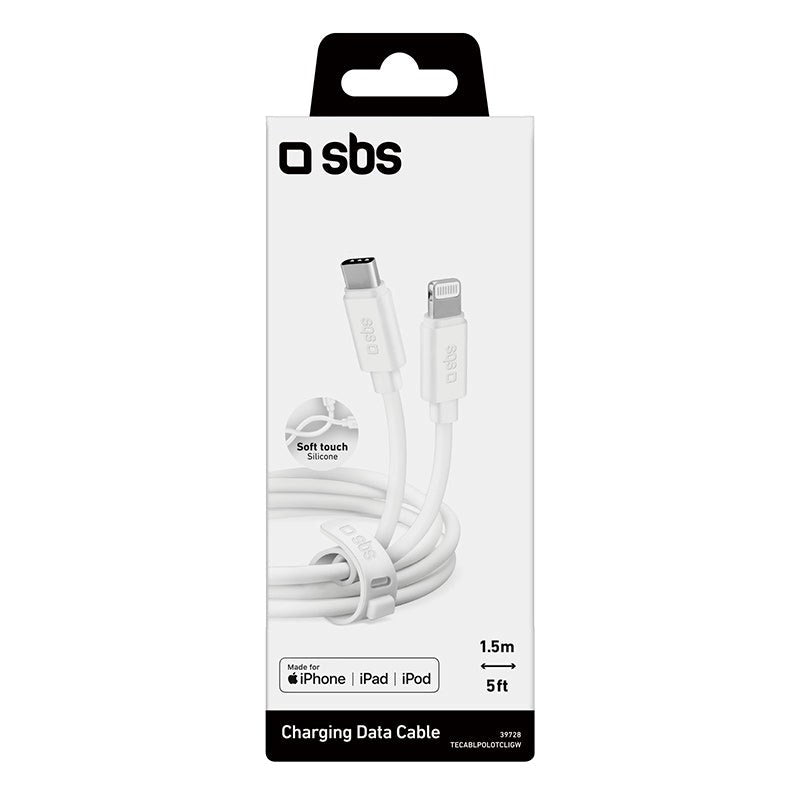 SBS Polo Collection USB-C till Lightning Kabel - 1.5 meter - 480 Mbit/s - Vit