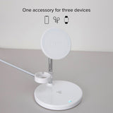 SBS 3-i-1 Magnetisk Trådlös Laddare - MagSafe Kompatibel - Vit