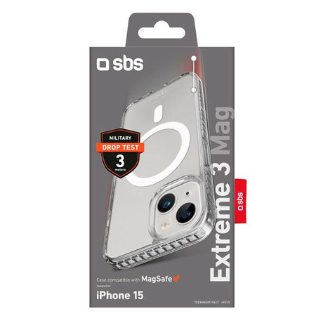 iPhone 15 SBS Extreme 3 Mag Skal - MagSafe Kompatibel - Genomskinlig