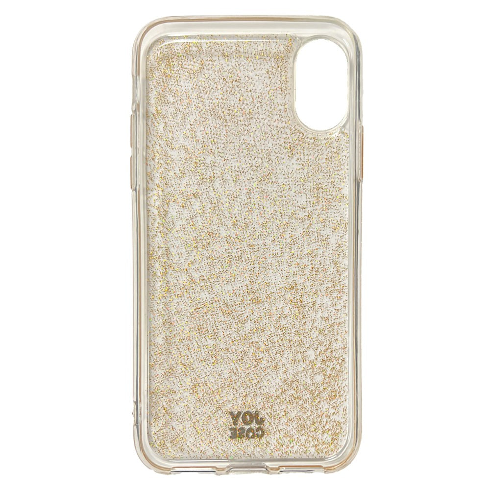 iPhone X / Xs Joy Case Hybrid Glitter Skal - Genomskinligt / Guld