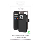 iPhone 15 Pro Max Puro Wallet 2-i-1 Löstagbart Plånboksfodral - Svart