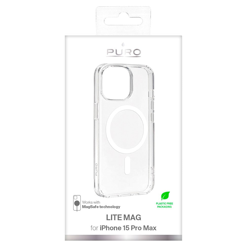 iPhone 15 Pro Max Puro Lite Mag Skal - MagSafe-Kompatibelt - Genomskinlig / Vit