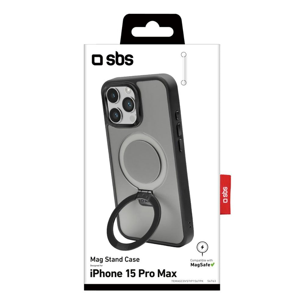 iPhone 15 Pro Max SBS Mag Stand Skal - MagSafe Kompatibel - Mattsvart