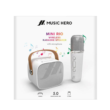 MUSIC HERO Mini Karaoke Set med Högtalare och Mikrofon - Vit