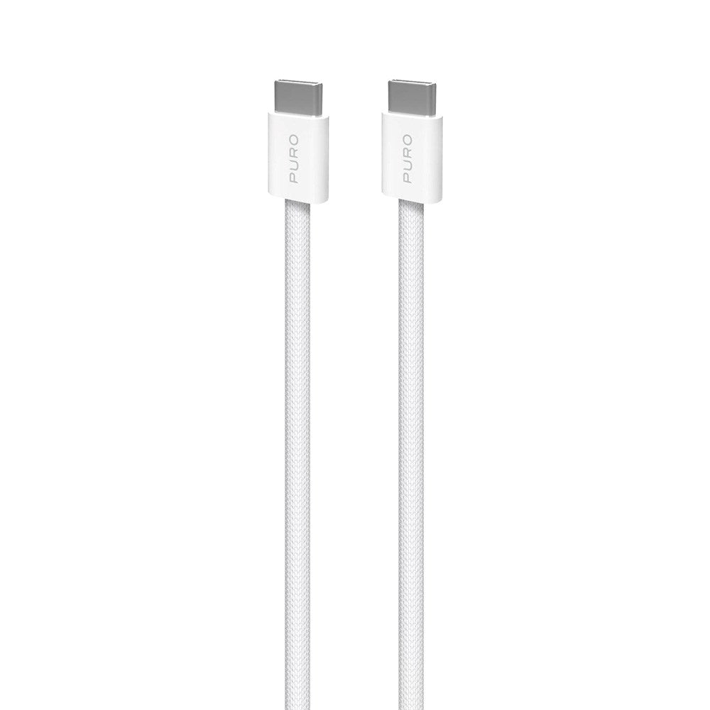 Puro Flätat USB-C Kabel – 1.5m, 60W och 480Mbps Dataöverföring - Vit