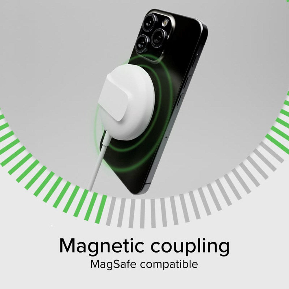 SBS 15W Qi2 Trådlös Laddare m. Stativ - MagSafe Kompatibel - Vit