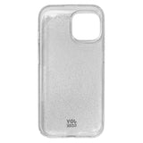 iPhone 15 Joy Case Hybrid Glitter Skal - Genomskinligt / Silver