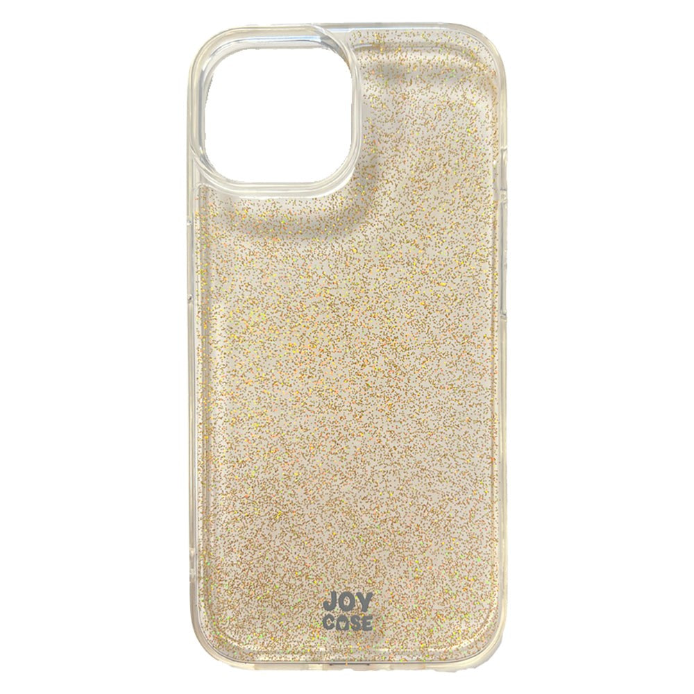 iPhone 15 Joy Case Hybrid Glitter Skal - Genomskinligt / Guld