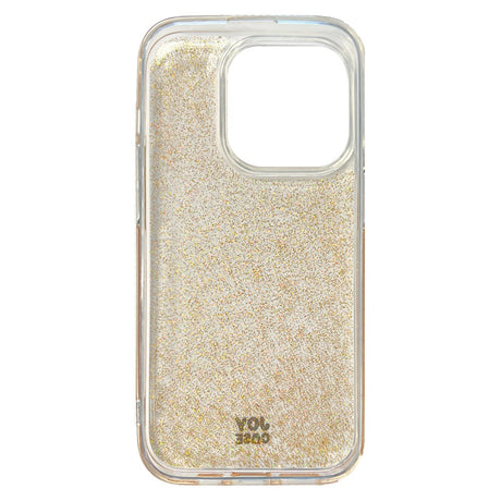 iPhone 15 Pro Joy Case Hybrid Glitter Skal - Genomskinligt / Guld