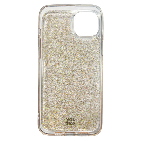 iPhone 15 Plus Joy Case Hybrid Glitter Skal - Genomskinligt / Guld