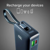 SBS - 20W LCD PowerBank m. 1x USB-A & 1x USB-C - 10.000 mAh - Blå