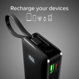 SBS - 20W LCD PowerBank m. 1x USB-A & 1x USB-C - 10.000 mAh - Svart