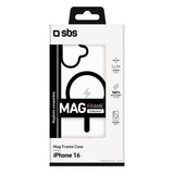 SBS iPhone 16 Mag Frame Skal - MagSafe Kompatibel - Genomskinlig / Svart