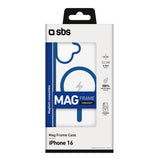 SBS iPhone 16 Mag Frame Skal - MagSafe Kompatibel - Genomskinlig / Blå