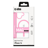 SBS iPhone 16 Mag Frame Skal - MagSafe Kompatibel - Genomskinlig / Rosa