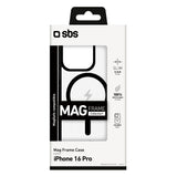 SBS iPhone 16 Pro Mag Frame Skal - MagSafe Kompatibel - Genomskinlig / Svart