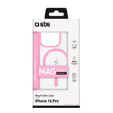 SBS iPhone 16 Pro Mag Frame Skal - MagSafe Kompatibel - Genomskinlig / Rosa