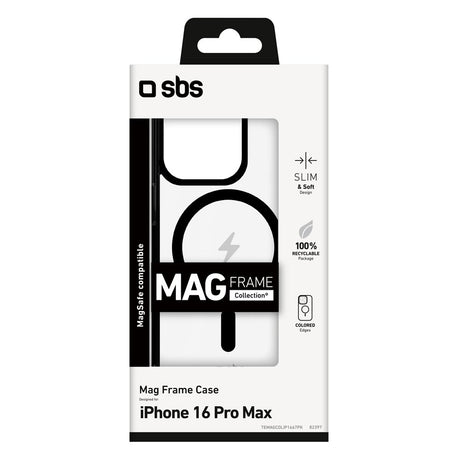 SBS iPhone 16 Pro Max Mag Frame Skal - MagSafe Kompatibel - Genomskinlig / Blå