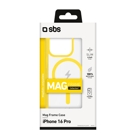 SBS iPhone 16 Pro Max Mag Frame Skal - MagSafe Kompatibel - Genomskinlig / Gul