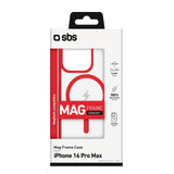 SBS iPhone 16 Pro Max Mag Frame Skal - MagSafe Kompatibel - Genomskinlig / Röd