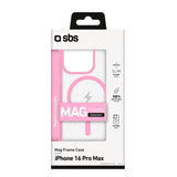 SBS iPhone 16 Pro Max Mag Frame Skal - MagSafe Kompatibel - Genomskinlig / Rosa