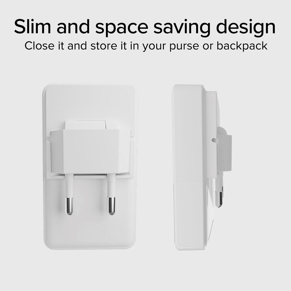 SBS 65W Flexi Vikbar Väggladdare m. 1x USB-A & 1x USB-C - Vit