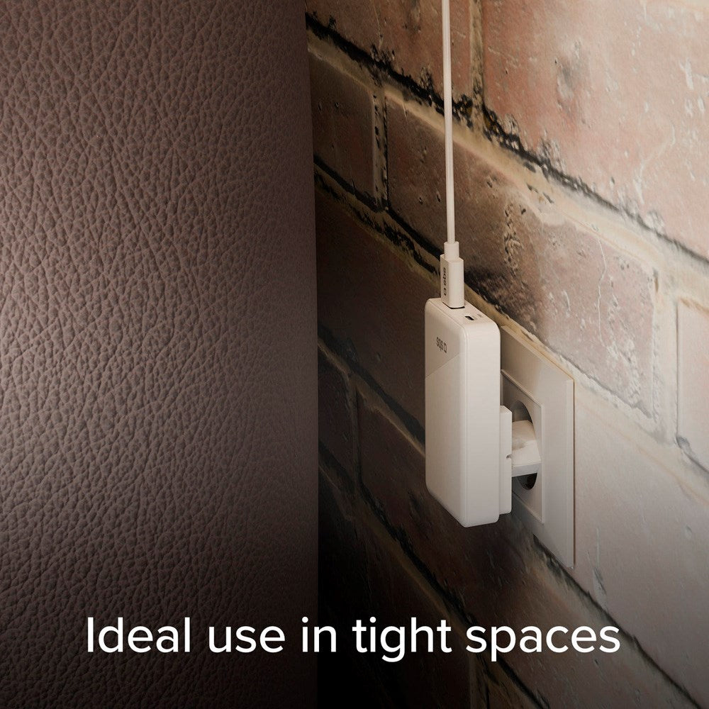 SBS 65W Flexi Vikbar Väggladdare m. 1x USB-A & 1x USB-C - Vit