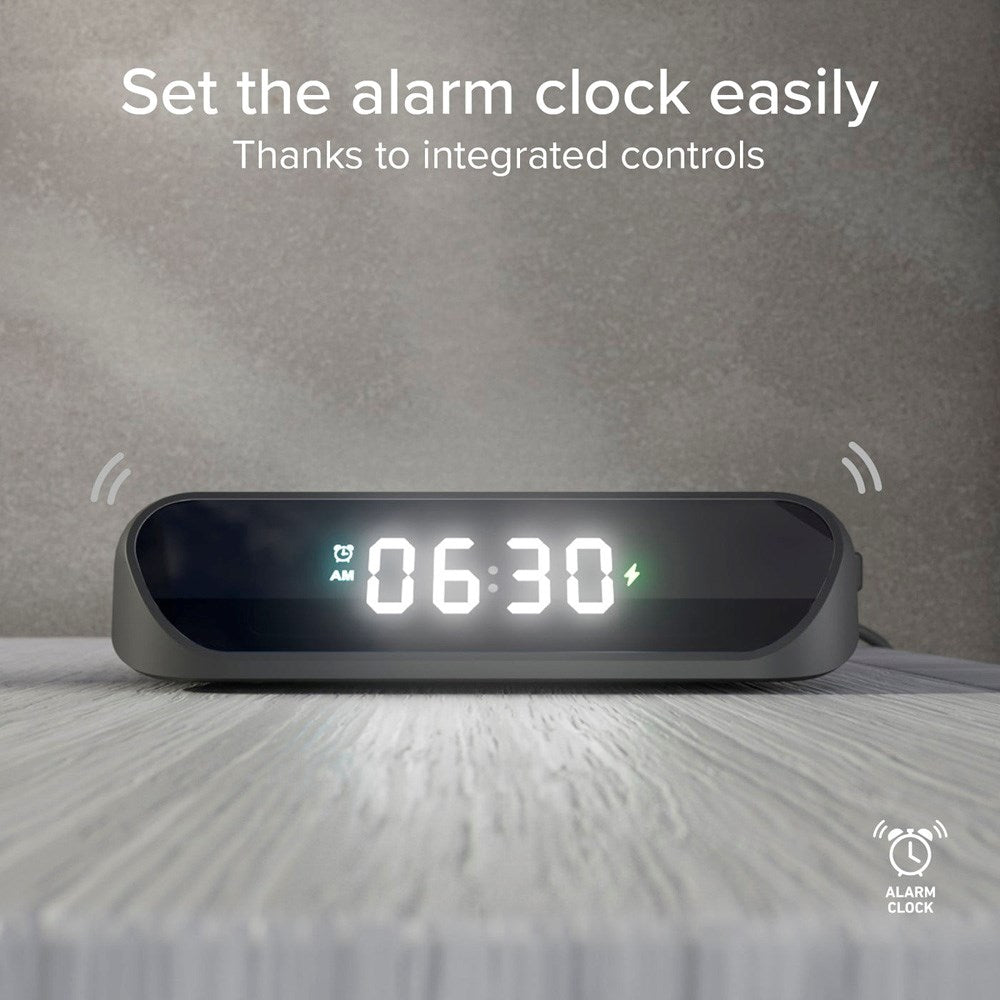 SBS 15W 2-i-1 Trådlös Laddare m. Väckarklocka - Svart