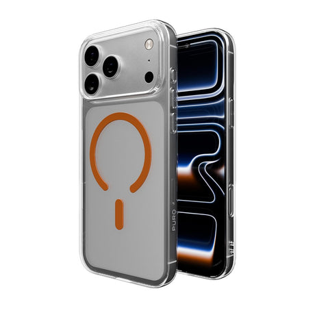 iPhone 17 Pro Max PURO LITE MAG Hybrid Skal - MagSafe Kompatibel - Genomskinlig / Orange