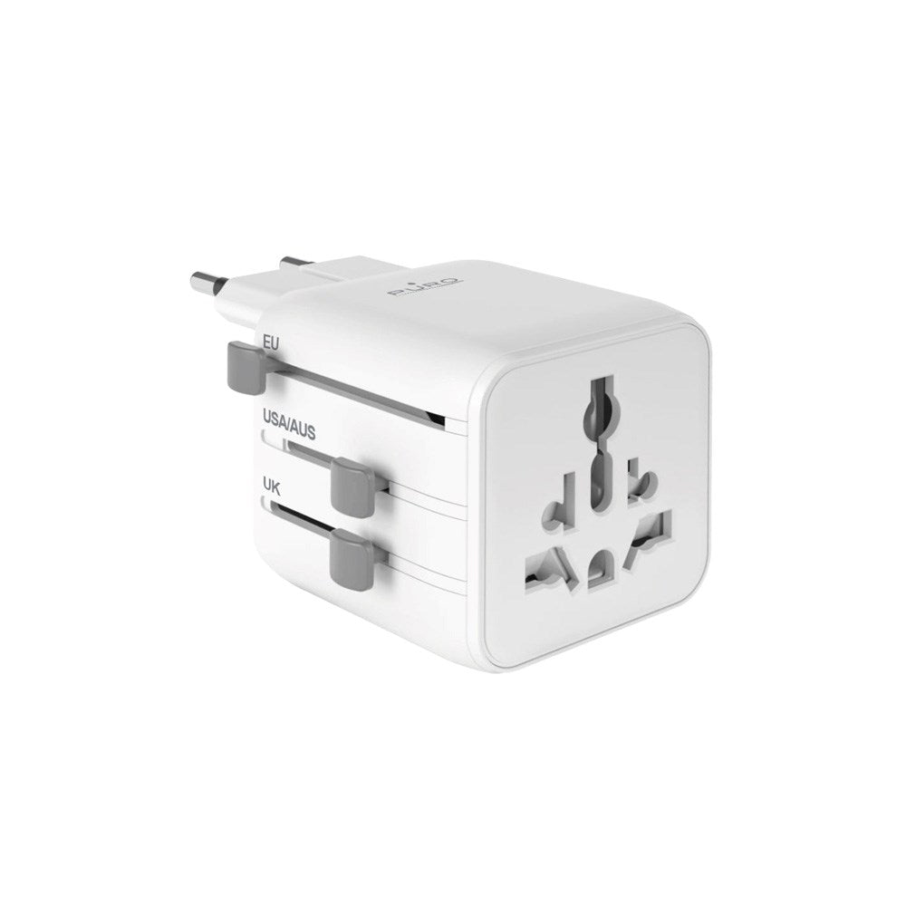 Puro Universal Reseadapter 2500W - Kompatibel med EU / UK / US / AUS - Vit
