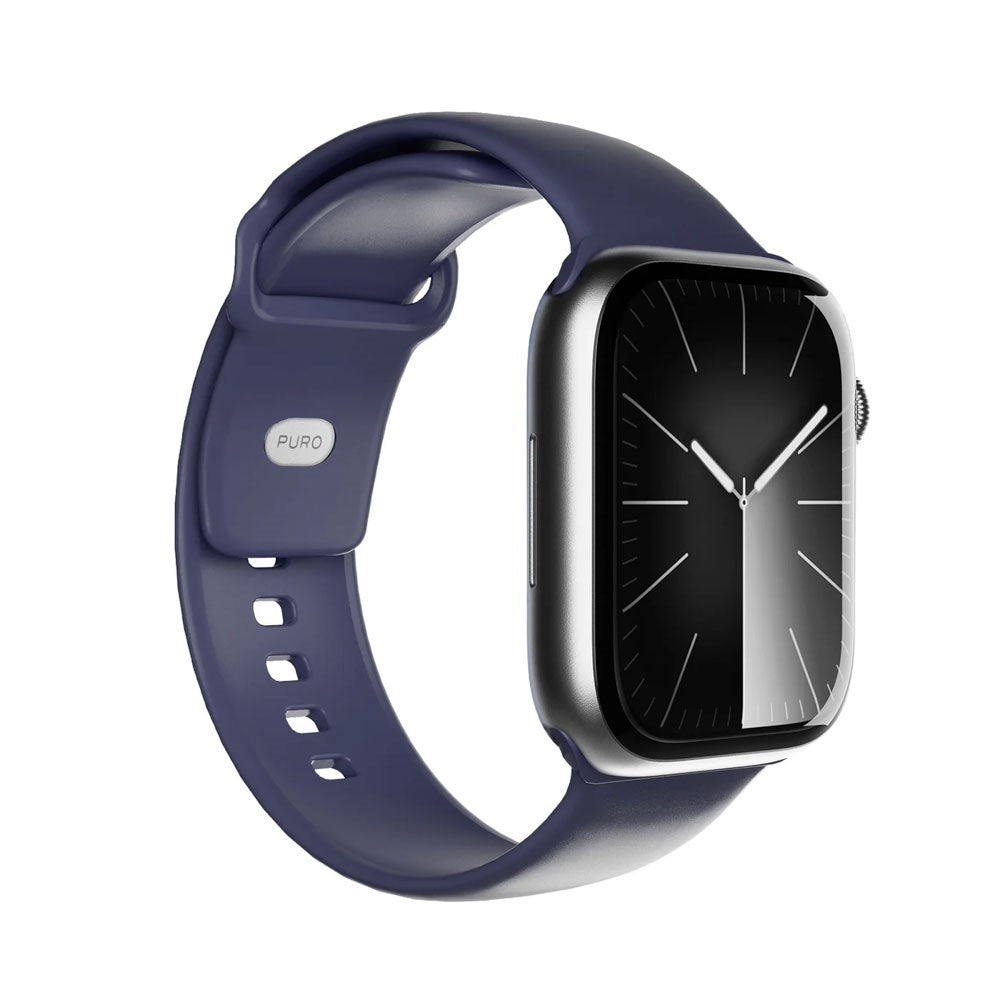 Apple Watch (42/44/SE/45/46/49mm) Puro ICON Silikon Klockarmband - Crown Blue