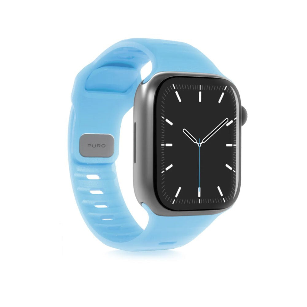 Apple Watch (42/44/SE/45/46/49mm) Puro GLOW Silikon Klockarmband - Light Blue