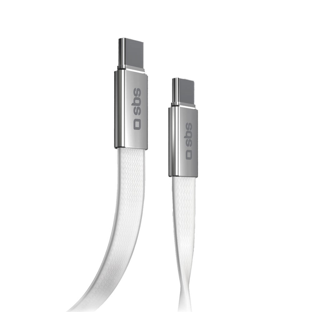 SBS 60W Platt USB-C till USB-C Kabel - 1m - Vit