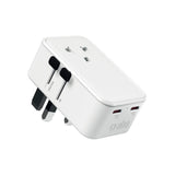 SBS Extra Slim Reseadapter för UK / USA / AUS med 1 x USB-A & 2 x USB-C - Vit