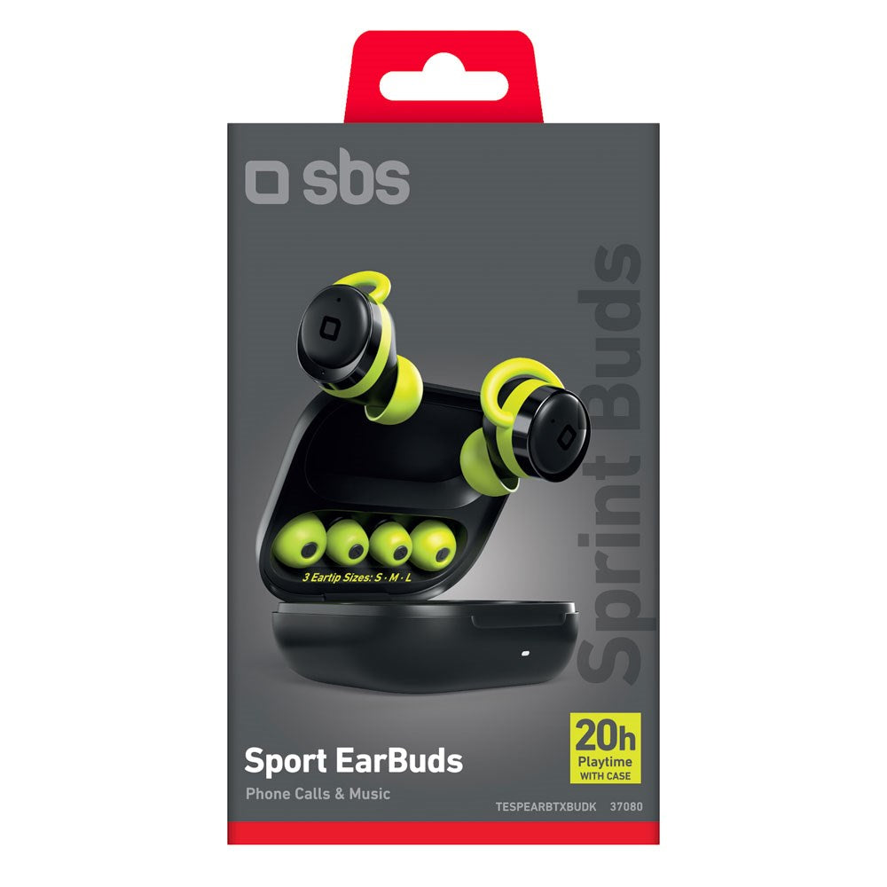 SBS Sprint Buds - True Wireless Sporthörlurar - In-Ear - Svart / Grön