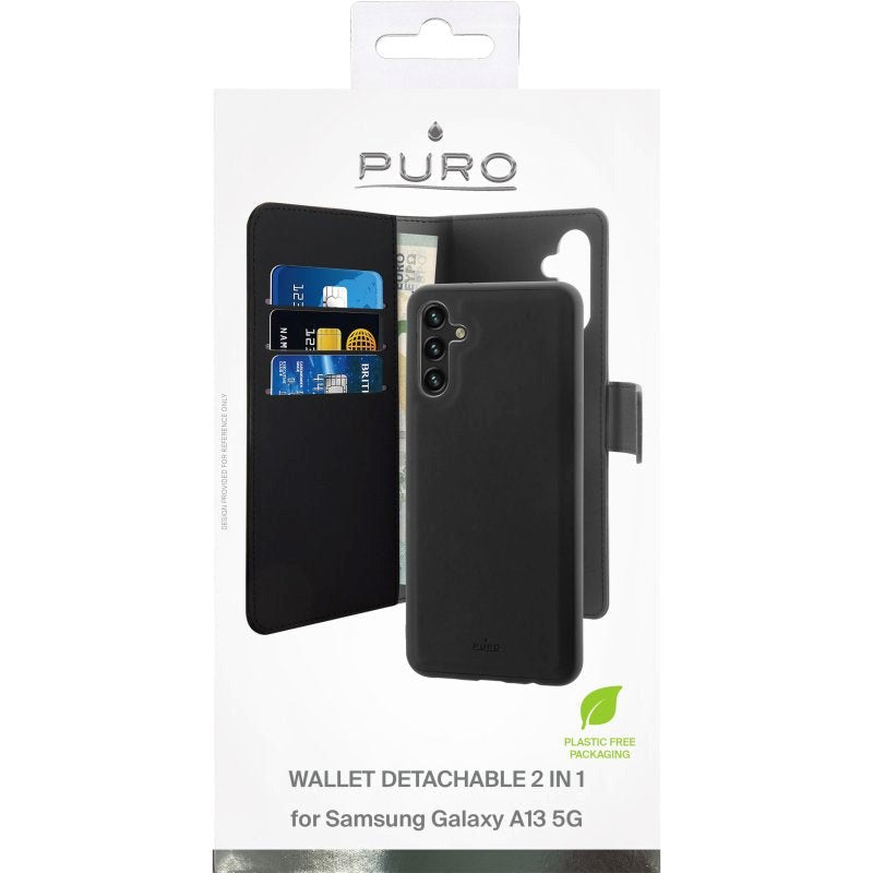 Samsung Galaxy A04s / A13 5G Puro Case Wallet Detachable 2-i-1 Plånboksfodral - Svart