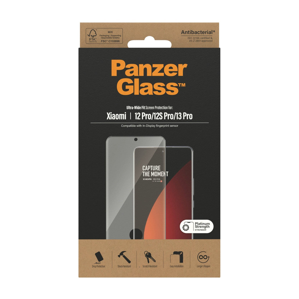 Xiaomi 12 Pro / 13 Pro PanzerGlass Ultra Wide Fit Skärmskyddsglas - Platinum Strength - Svart Kant