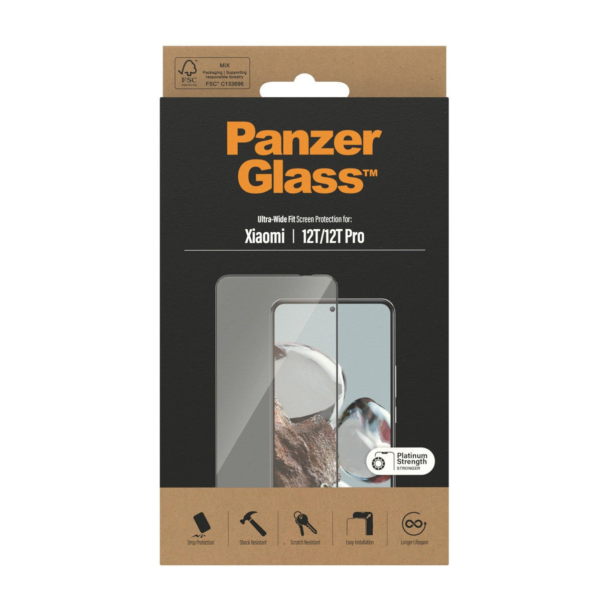 Xiaomi 12T / 12T Pro PanzerGlass Ultra Wide Fit Skärmskyddsglas - Platinum Strength - Svart Kant