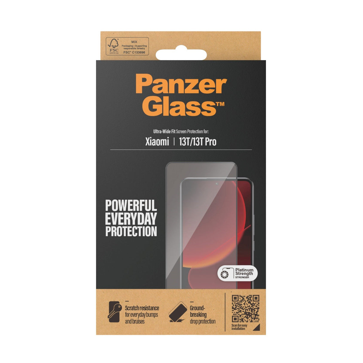 Xiaomi 13T / 13T Pro PanzerGlass Ultra Wide Fit Skärmskyddsglas - Platinum Strength - Svart Kant