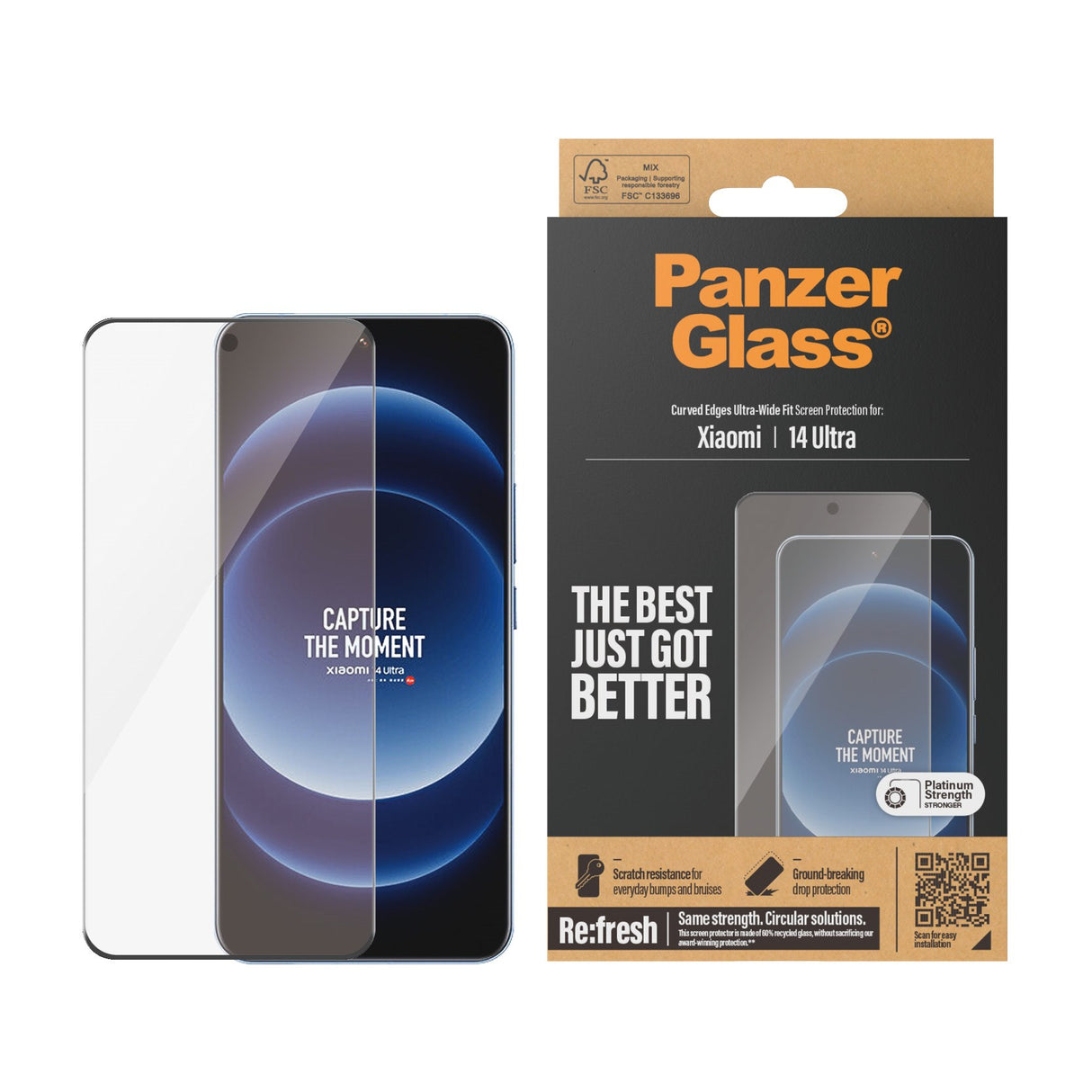 Xiaomi 14 Ultra - PanzerGlass Ultra-Wide Fit Skärmskyddsglas - Transparent