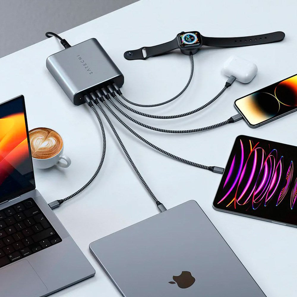 Satechi 200W USB-C GaN PD Reseladdare 6 x USB-C - Space Grey