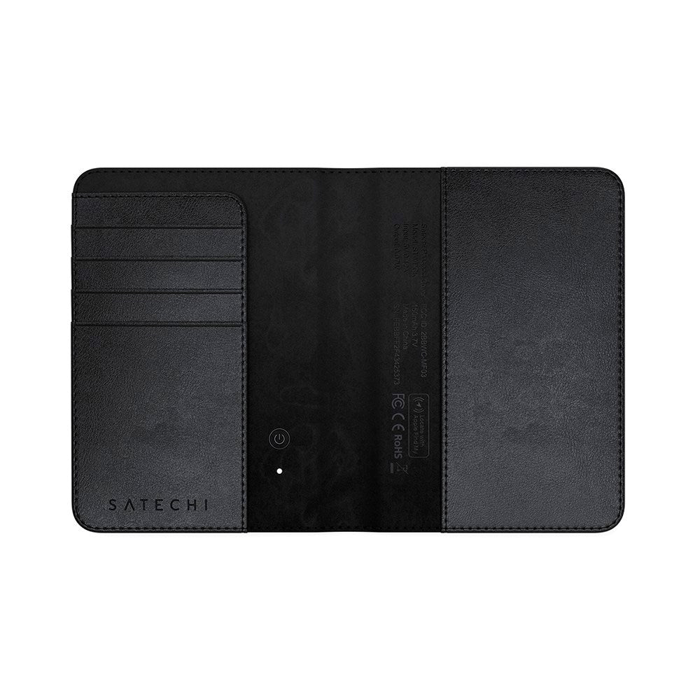Satechi Konstläder Pass Fodral m. Korthållare & Tracker - MagSafe Kompatibel - Svart