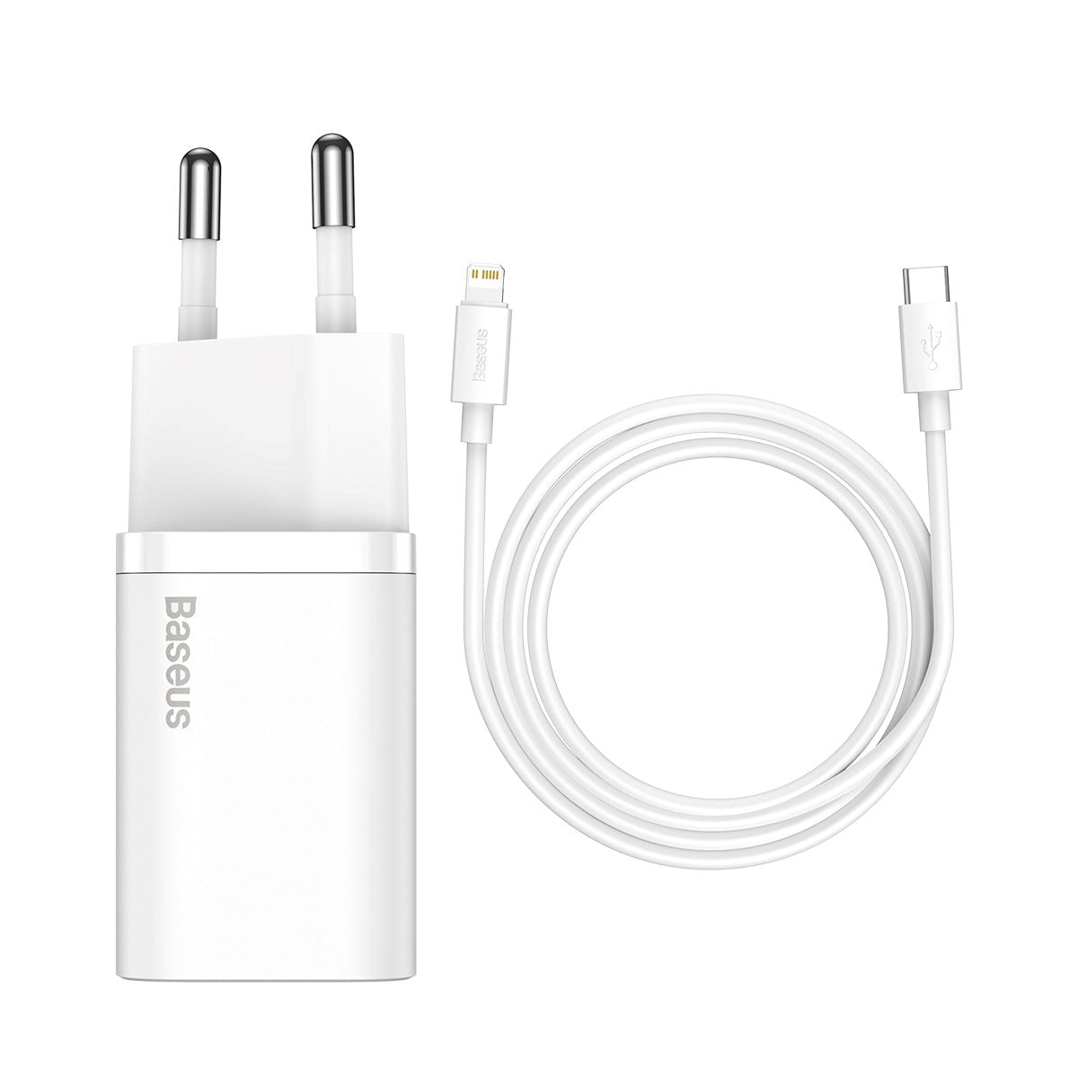 Baseus Compact 20W Väggladdare USB-C Quick Charge 1 m - USB-C till Lightning Kabel - Vit